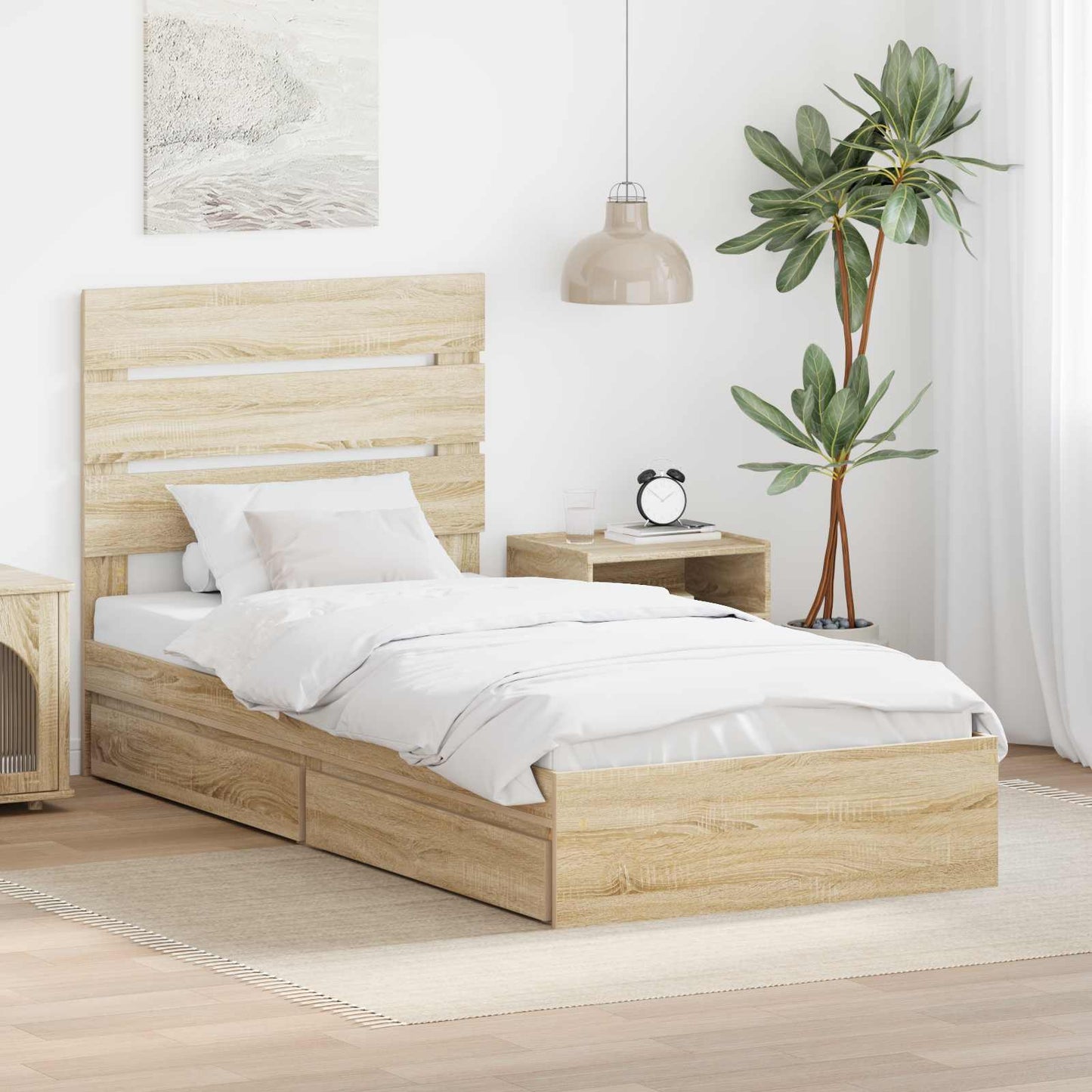 Storage Bed with Drawer Sonoma Oak 70 x 190 cm Engineered Wood