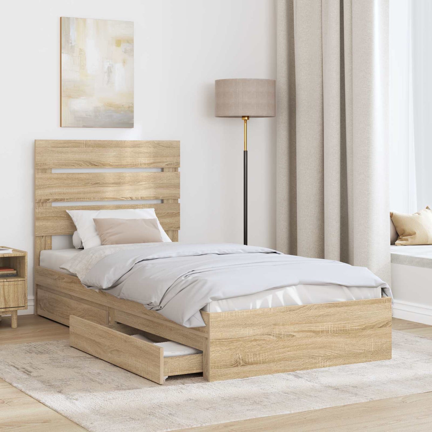 Storage Bed with Drawer Sonoma Oak 70 x 190 cm Engineered Wood