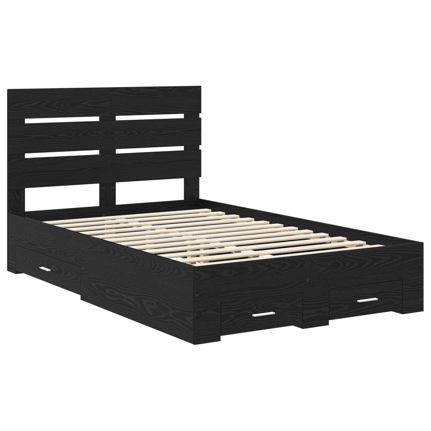 Bed Frame with Drawer Black Oak 120 x 200 cm Engineered Wood