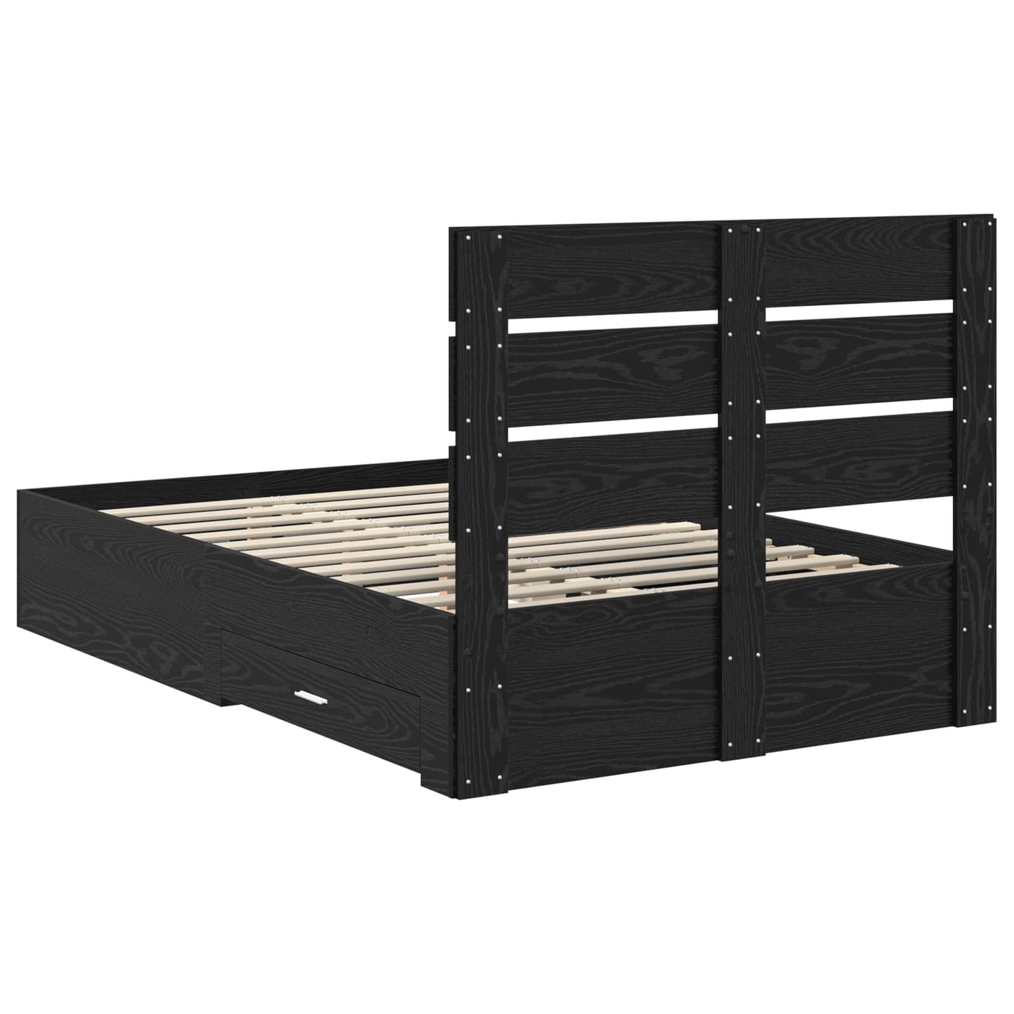 Bed Frame with Drawer Black Oak 120 x 200 cm Engineered Wood
