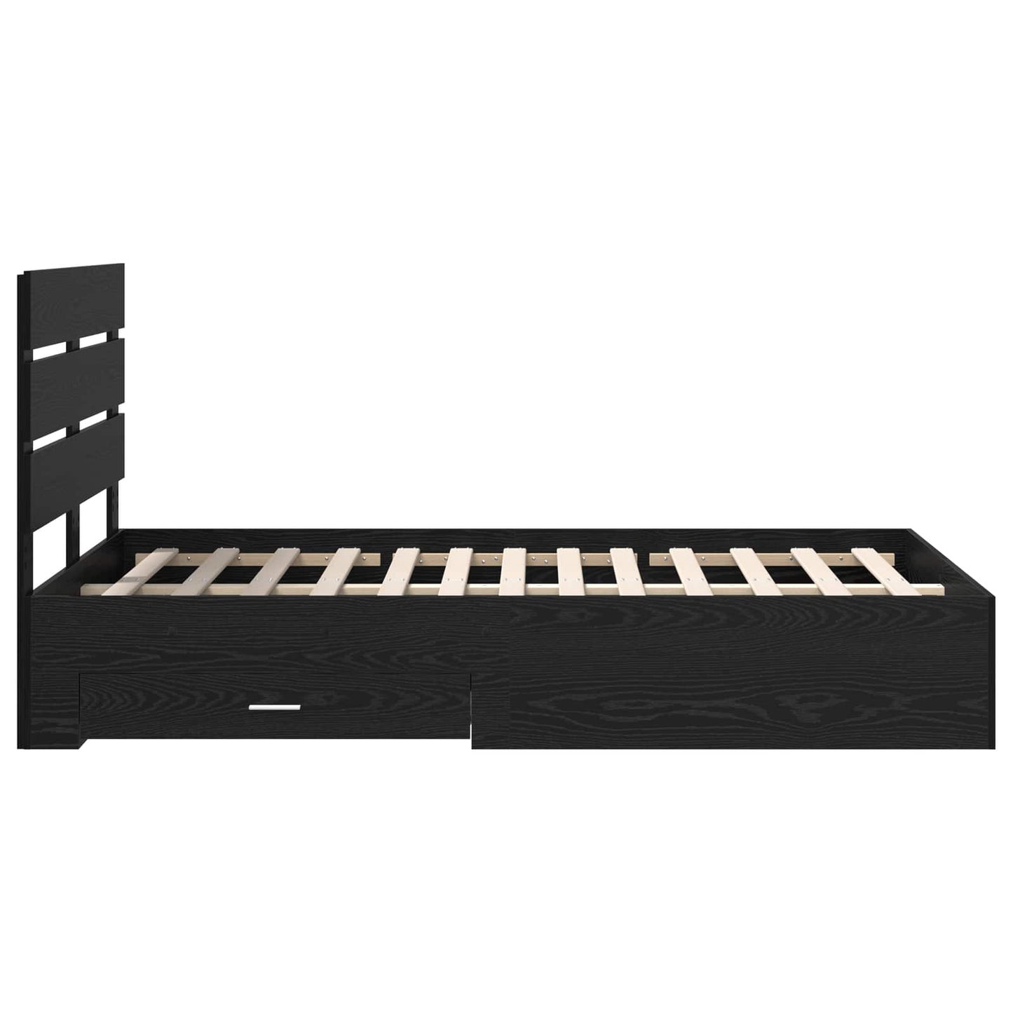 Bed Frame with Drawer Black Oak 120 x 200 cm Engineered Wood