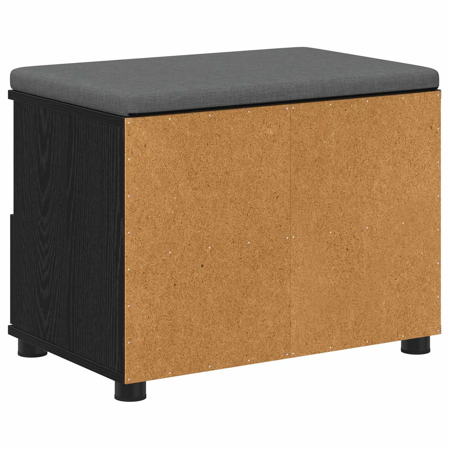 Hall Bench Black Oak 60 x 38 x 46 cm Engineered Wood and Fabric