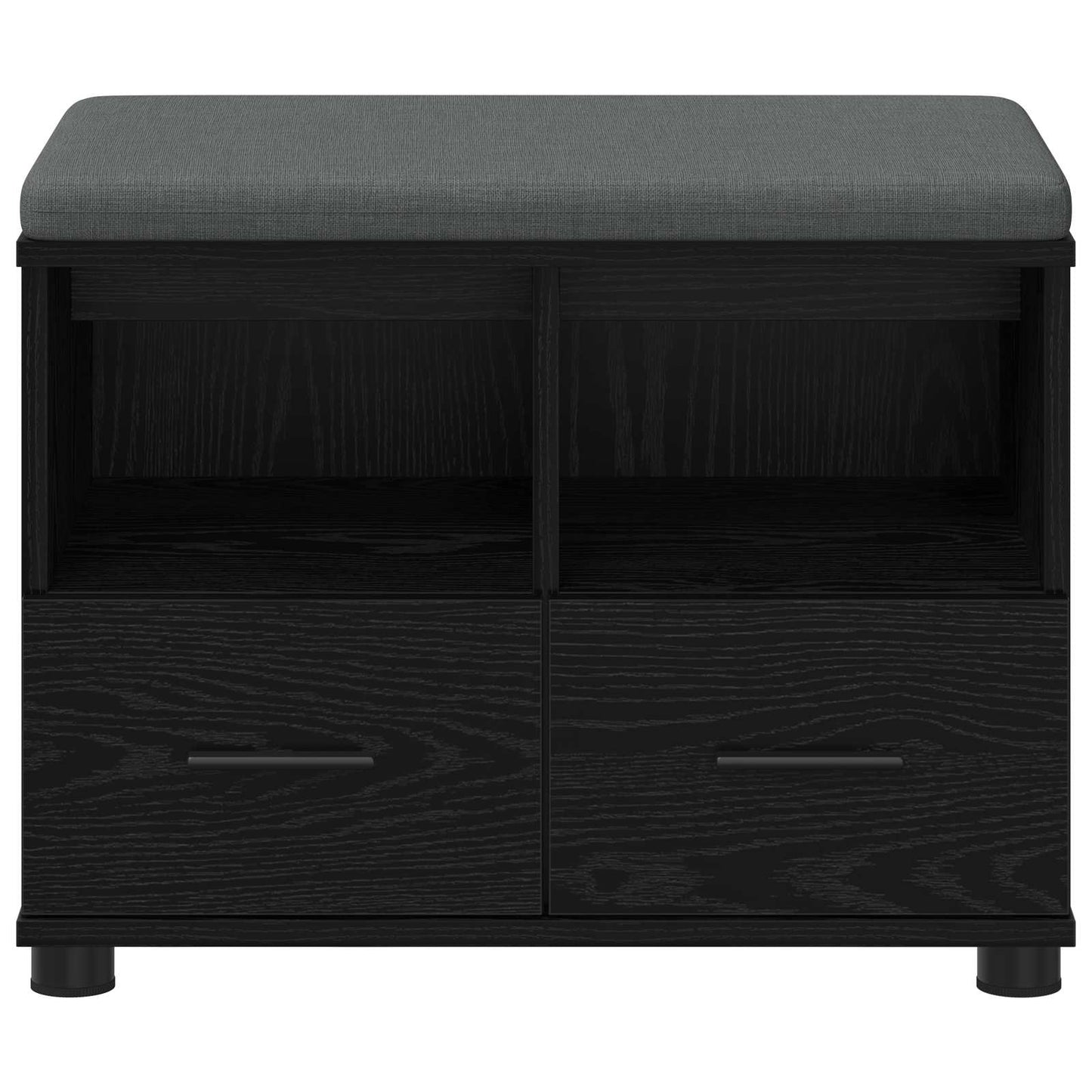 Hall Bench Black Oak 60 x 38 x 46 cm Engineered Wood and Fabric