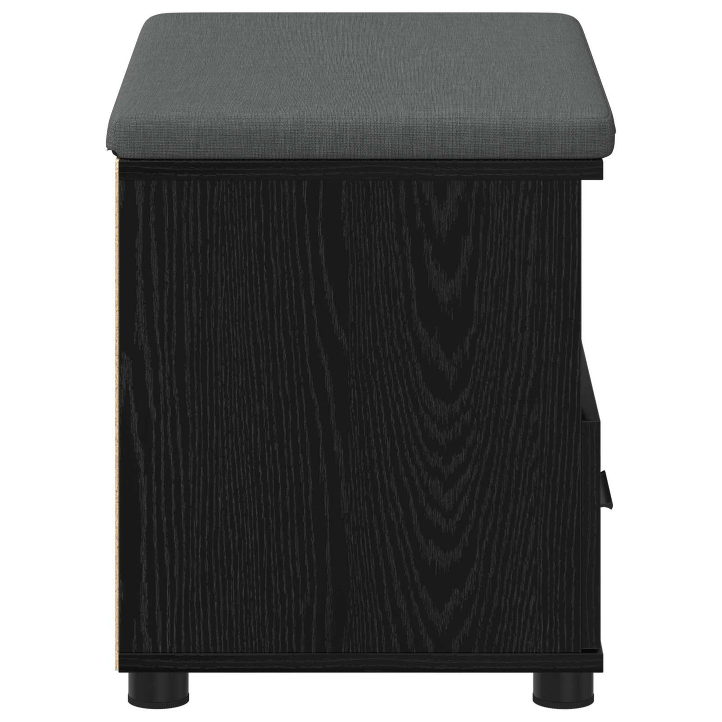 Hall Bench Black Oak 60 x 38 x 46 cm Engineered Wood and Fabric