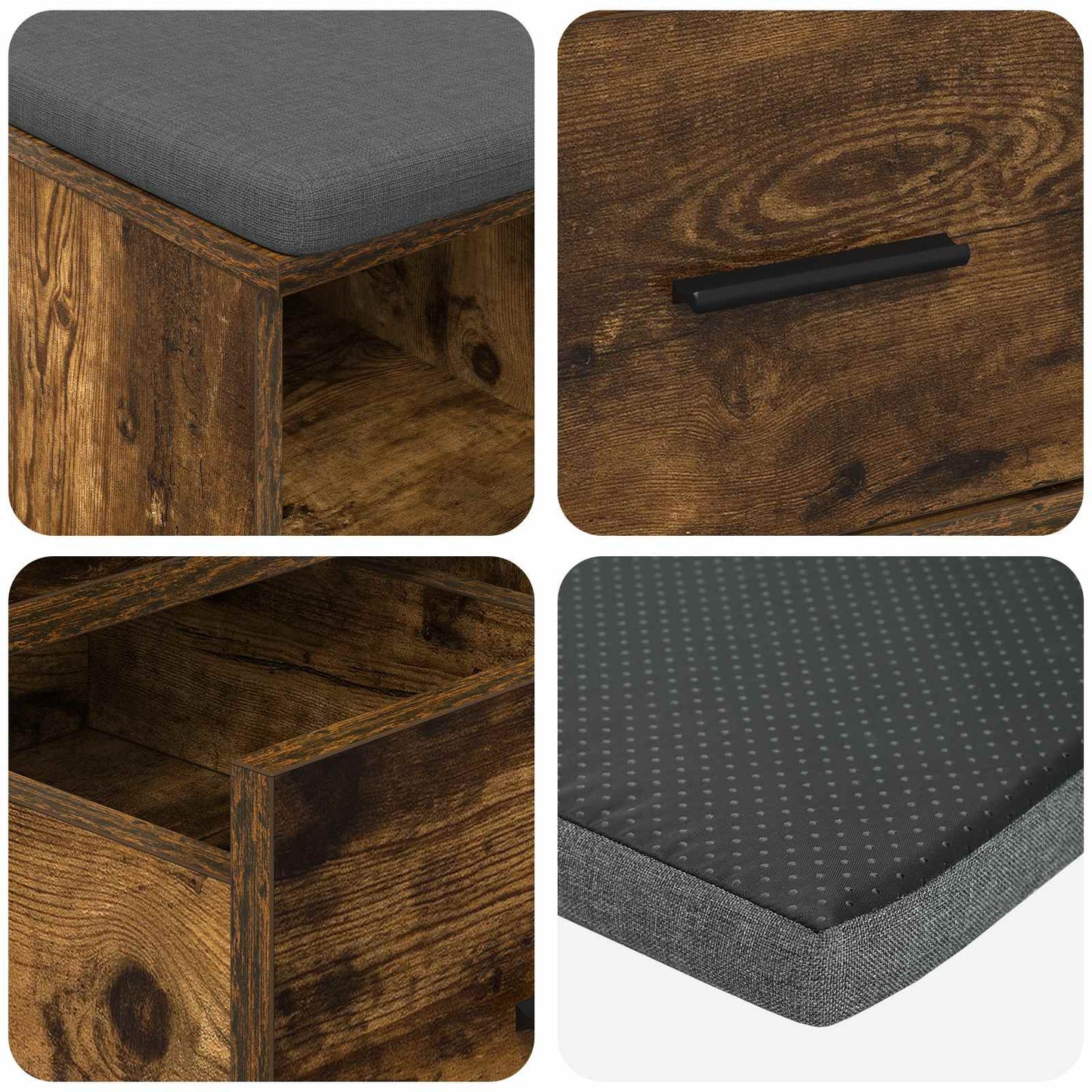 Hall Bench Smoked Oak 60 x 38 x 46 cm