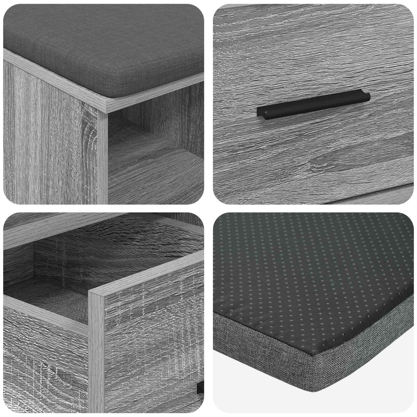 Hall Bench Grey Sonoma 60 x 38 x 46 cm