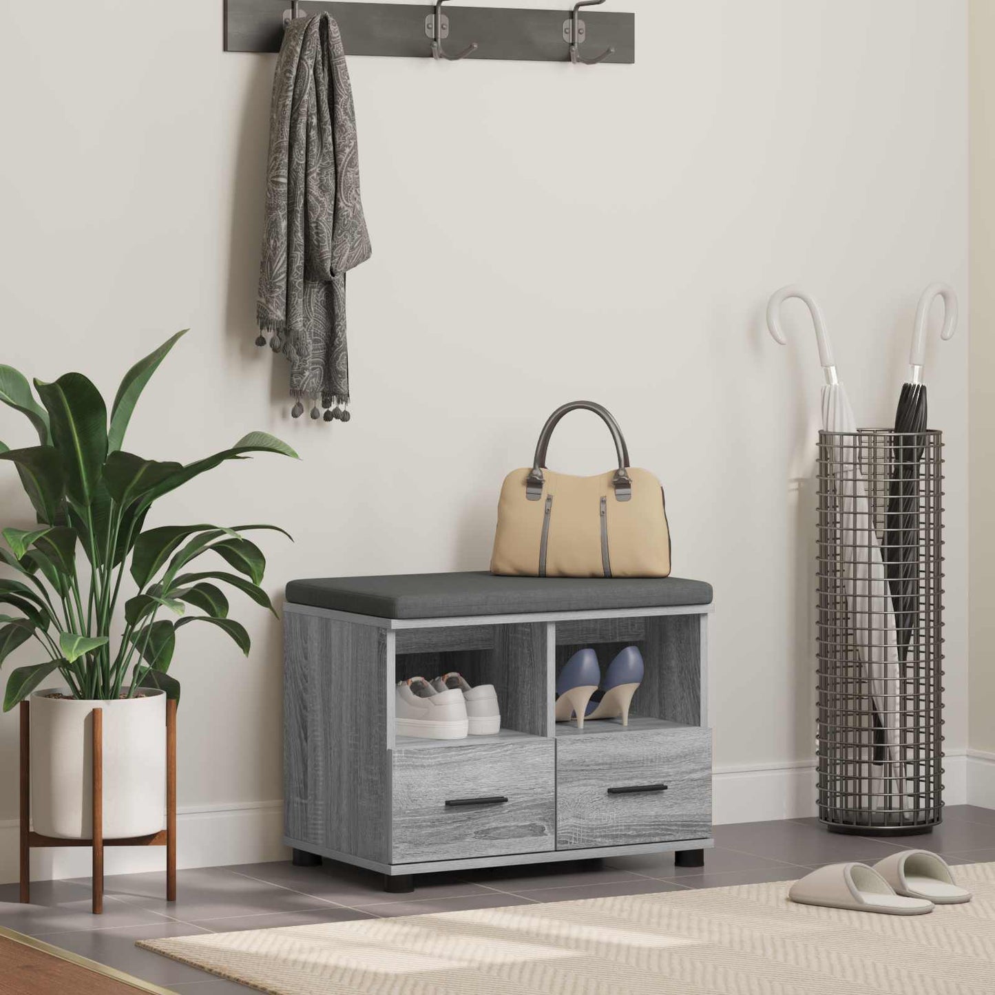 Hall Bench Grey Sonoma 60 x 38 x 46 cm