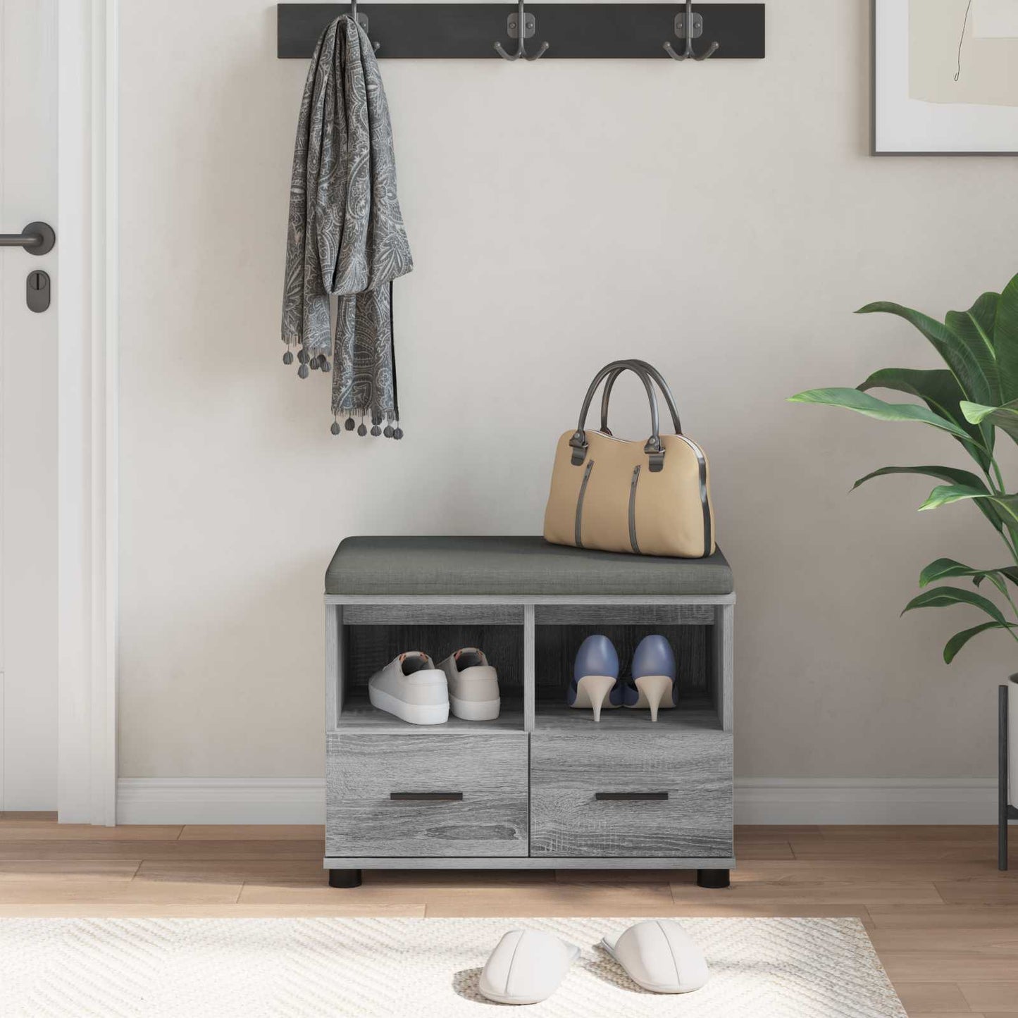 Hall Bench Grey Sonoma 60 x 38 x 46 cm
