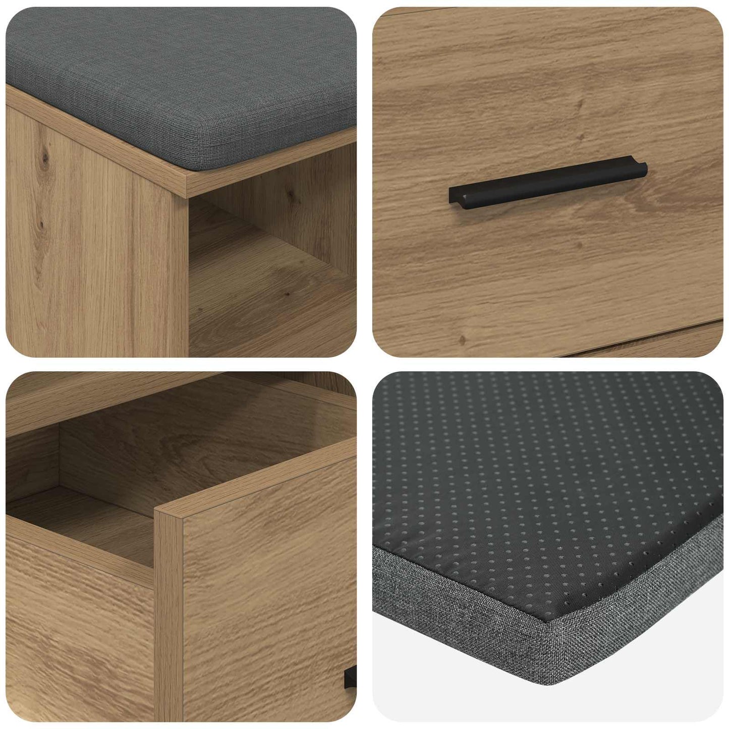 Hall Bench Artisan Oak 60 x 38 x 46 cm
