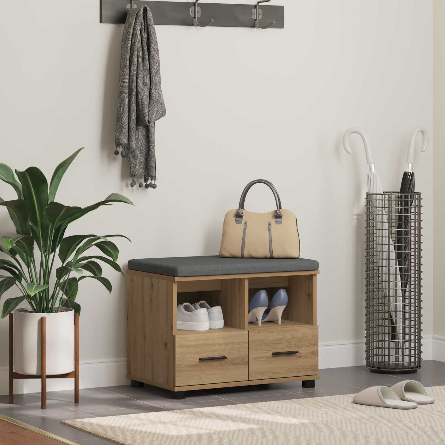 Hall Bench Artisan Oak 60 x 38 x 46 cm