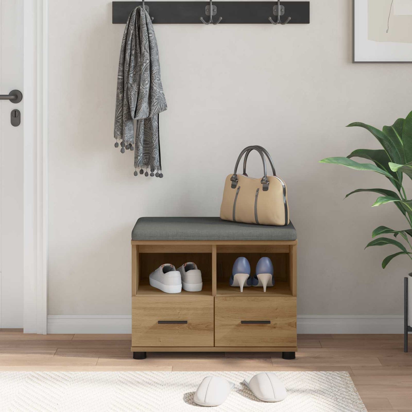 Hall Bench Artisan Oak 60 x 38 x 46 cm