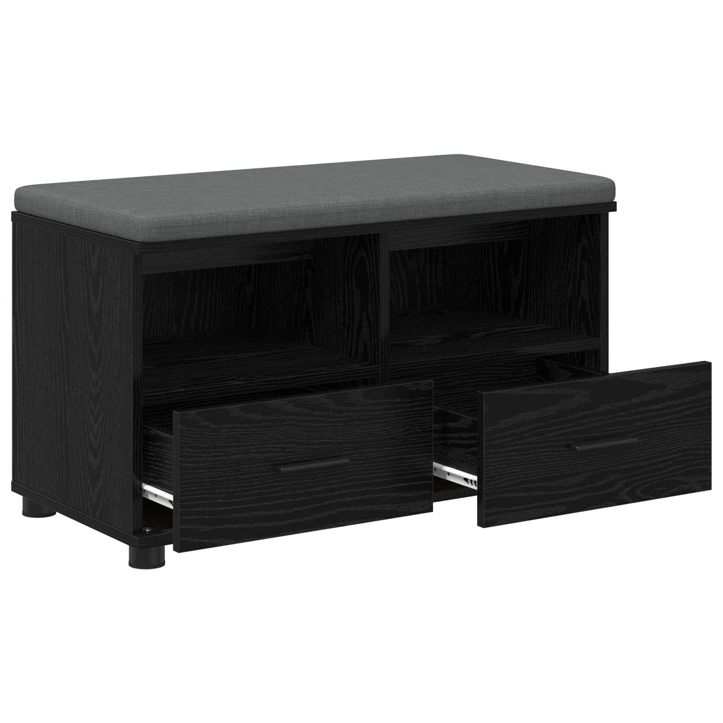 Hall Bench Black Oak 80 x 38 x 46 cm Engineered Wood and Fabric