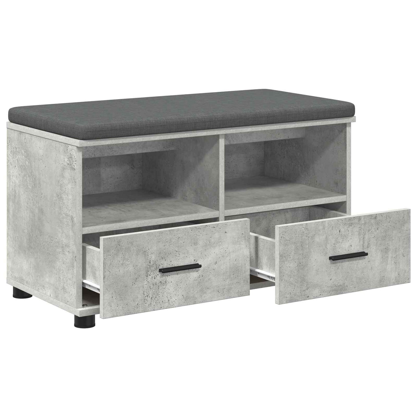 Hall Bench with Cushion Concrete Grey 80 x 38 x 46 cm