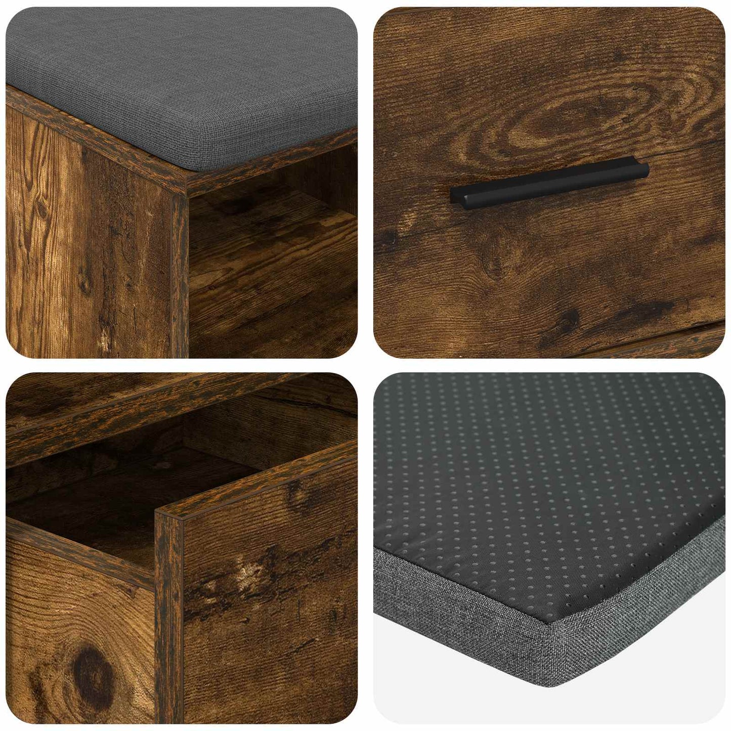 Hall Bench Smoked Oak 80 x 38 x 46 cm