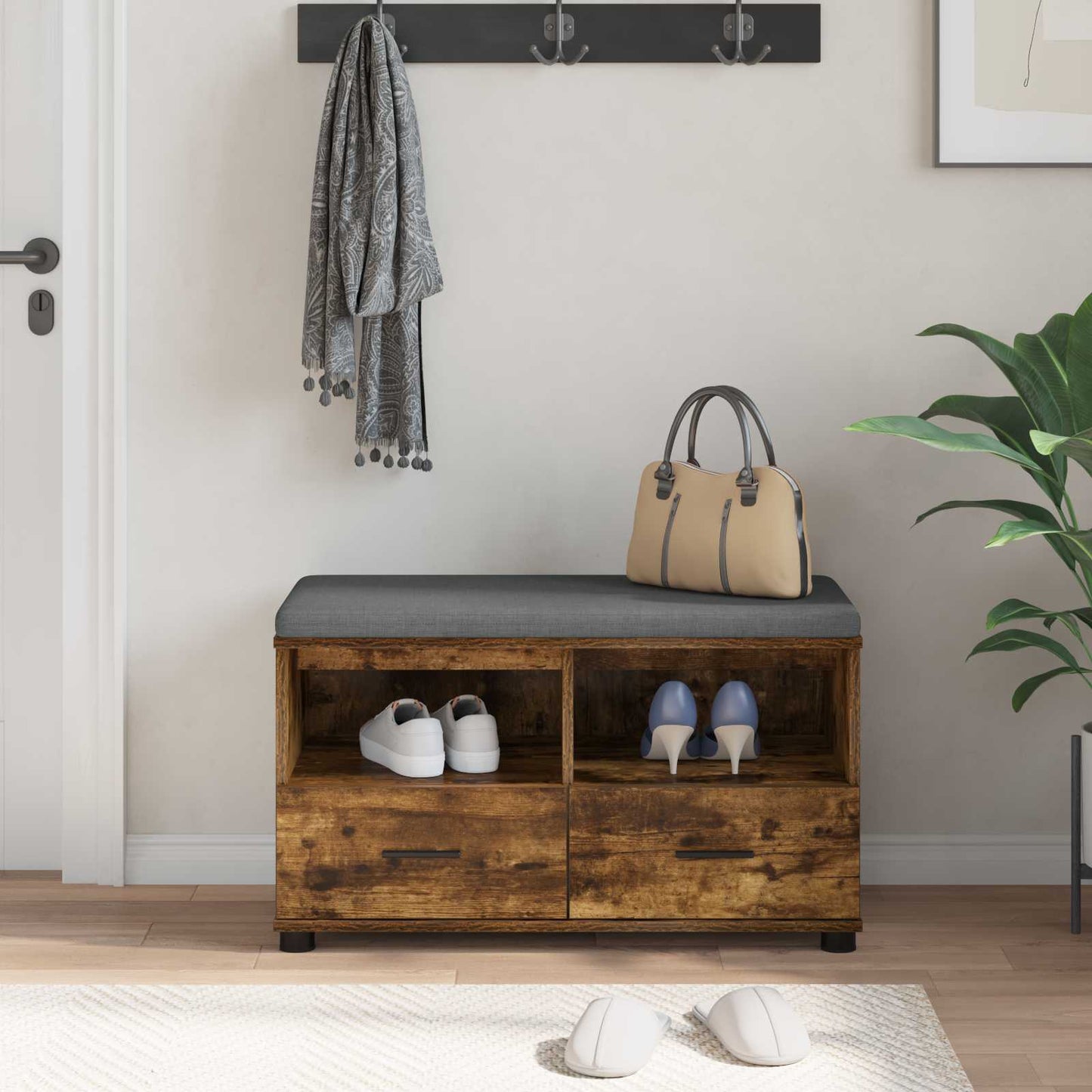 Hall Bench Smoked Oak 80 x 38 x 46 cm
