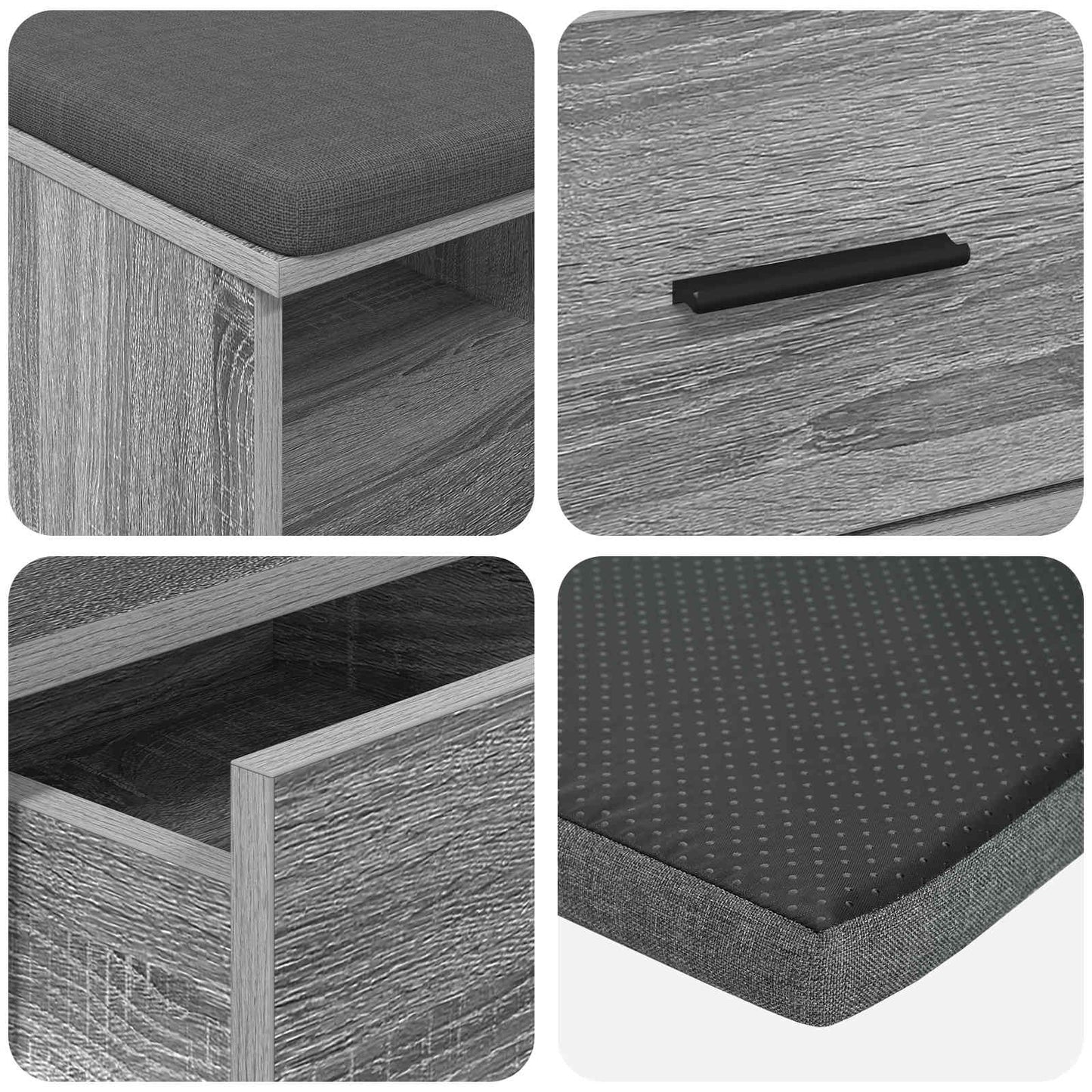 Hall Bench Grey Sonoma 80 x 38 x 46 cm