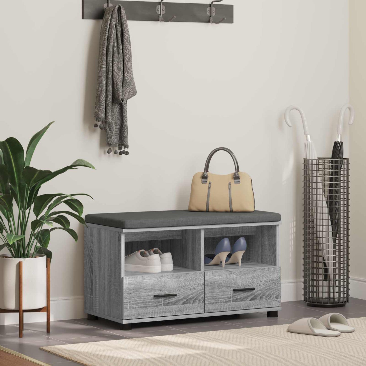 Hall Bench Grey Sonoma 80 x 38 x 46 cm