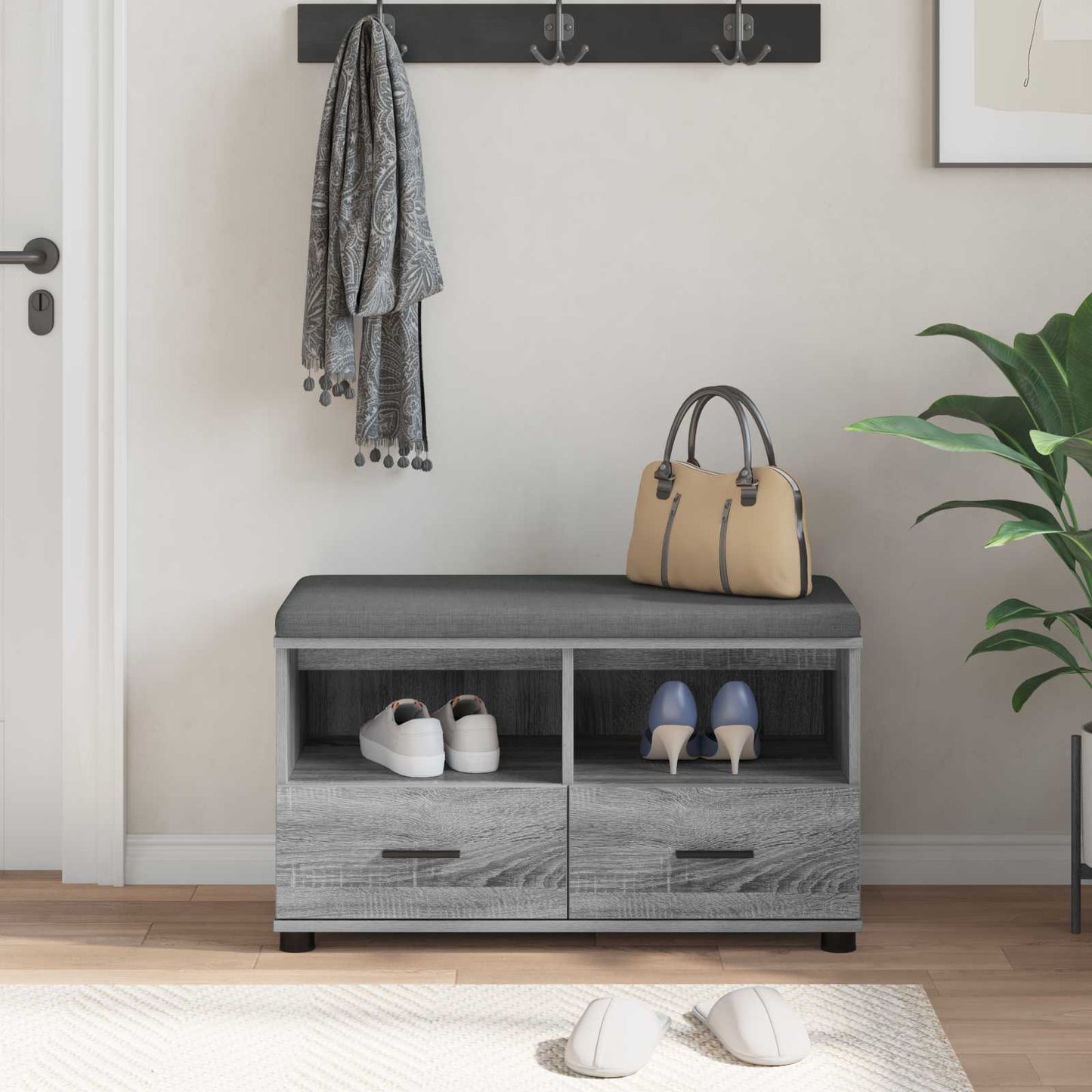Hall Bench Grey Sonoma 80 x 38 x 46 cm