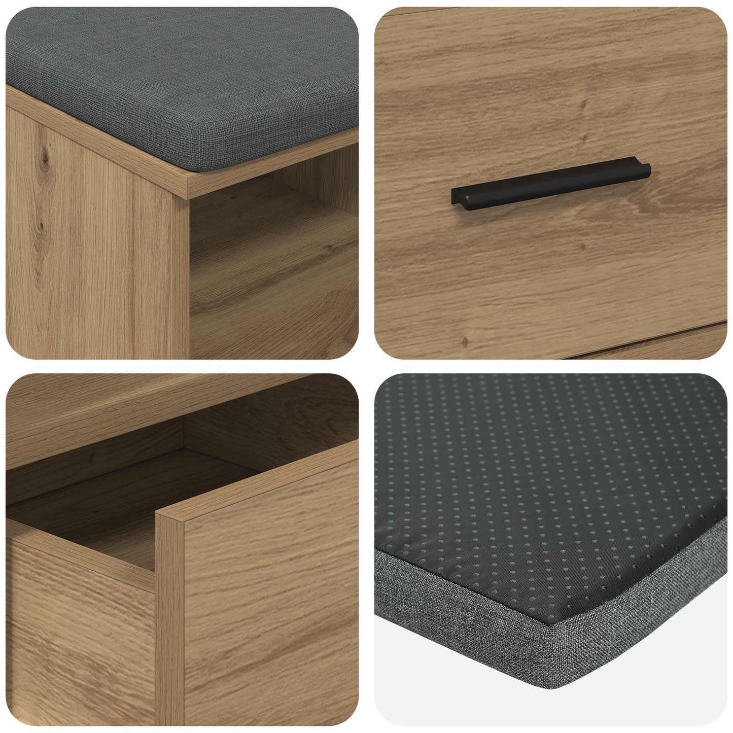 Hall Bench Artisan Oak 80 x 38 x 46 cm