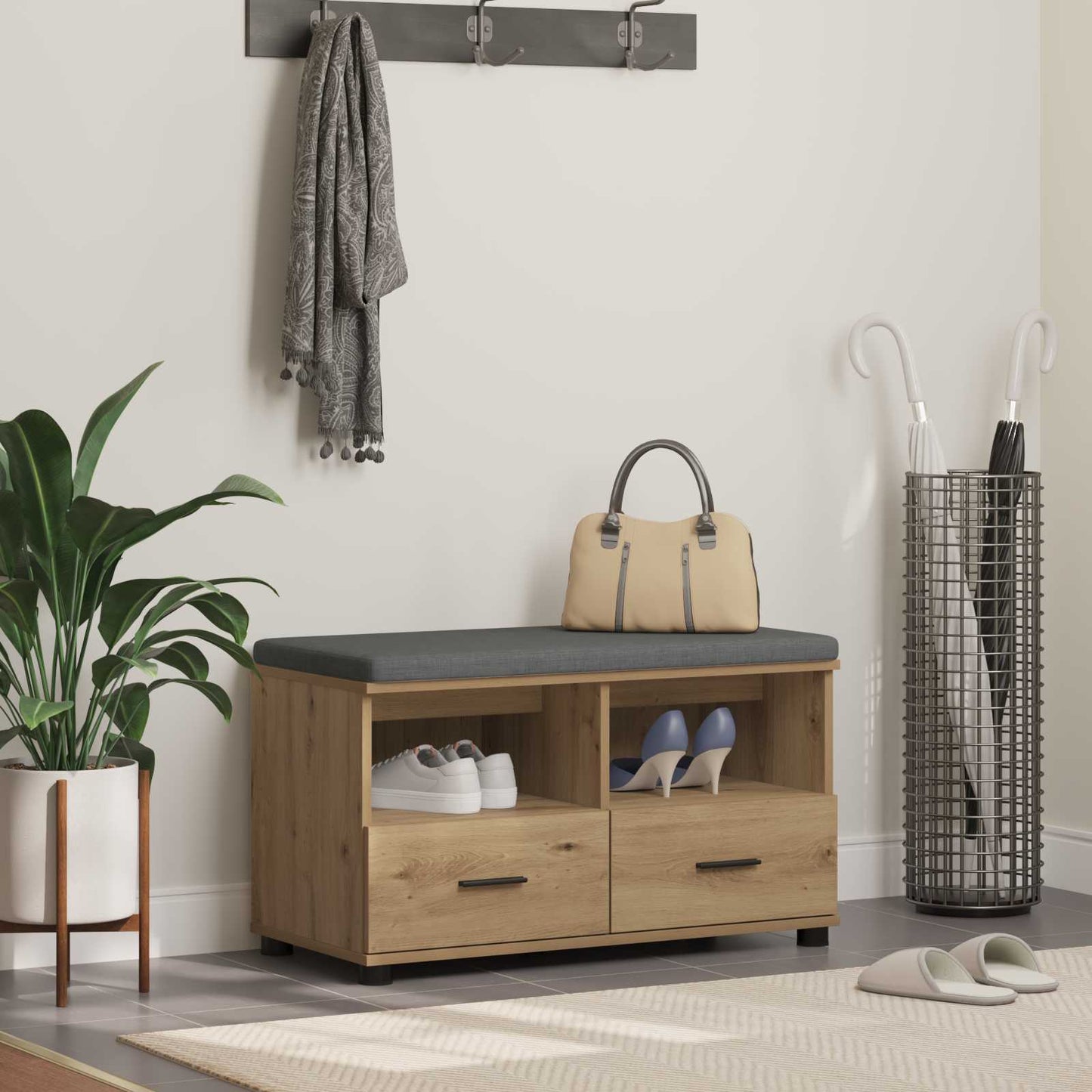 Hall Bench Artisan Oak 80 x 38 x 46 cm
