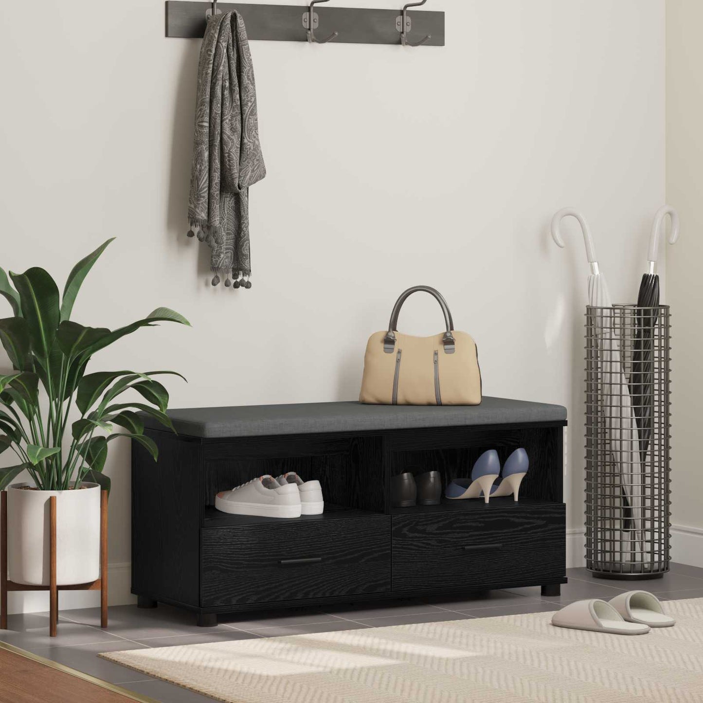 Hall Bench Black Oak 100 x 38 x 46 cm