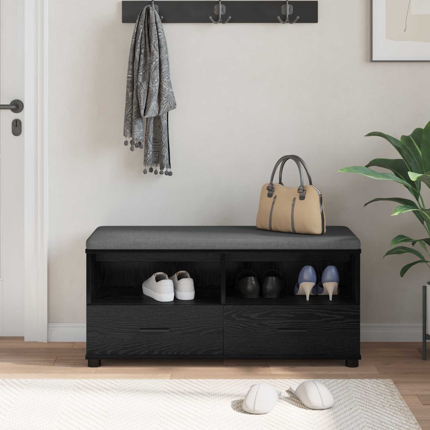 Hall Bench Black Oak 100 x 38 x 46 cm
