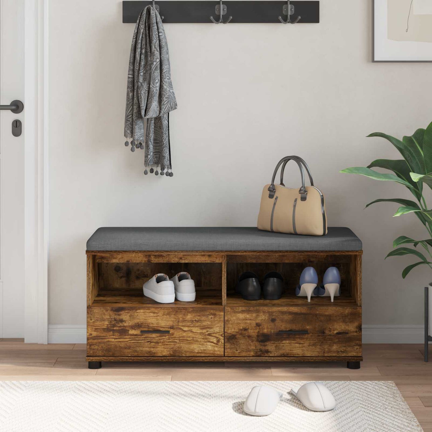 Hall Bench Smoked Oak 100 x 38 x 46 cm