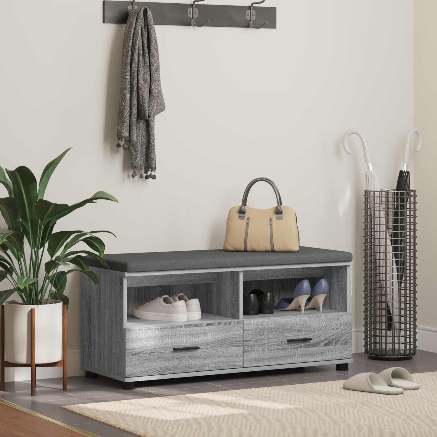 Hall Bench Grey Sonoma 100 x 38 x 46 cm