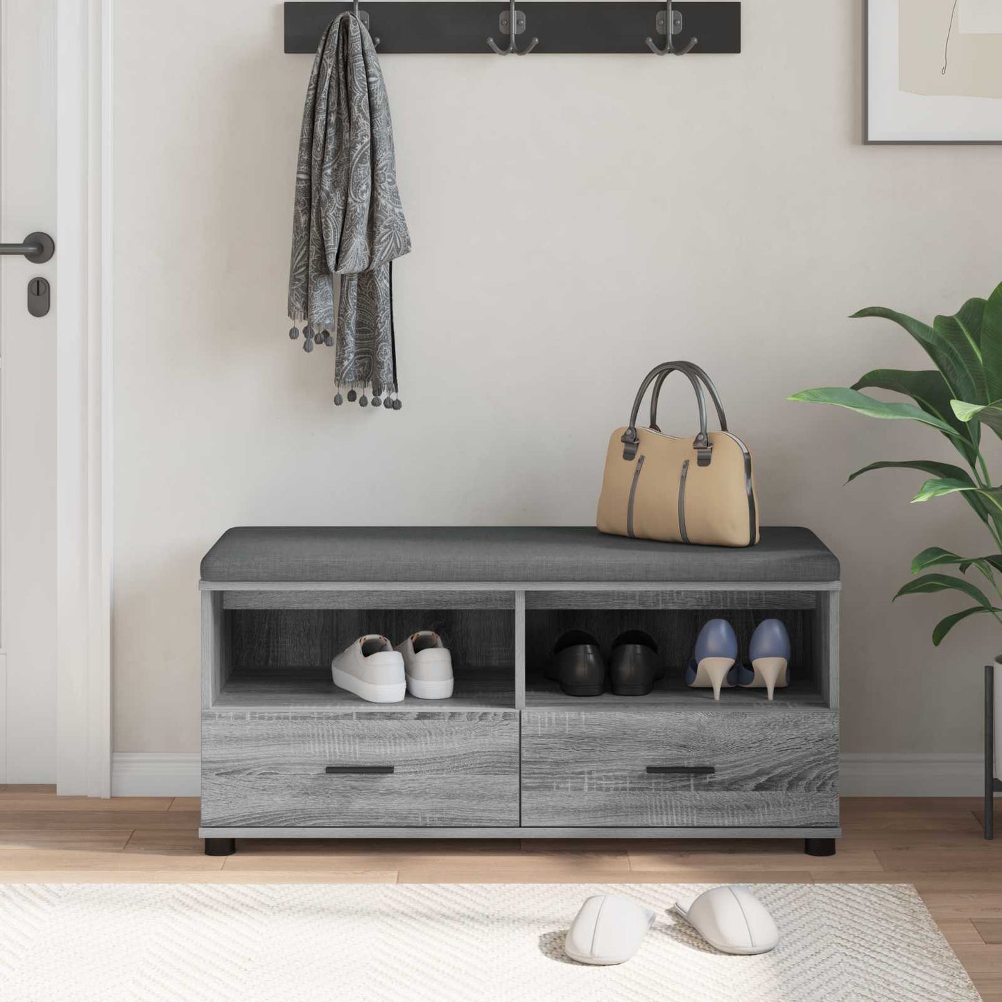 Hall Bench Grey Sonoma 100 x 38 x 46 cm