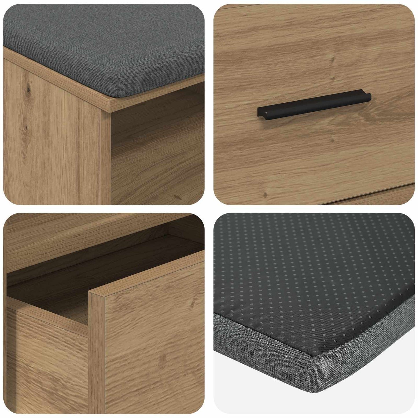 Hall Bench Artisan Oak 100 x 38 x 46 cm