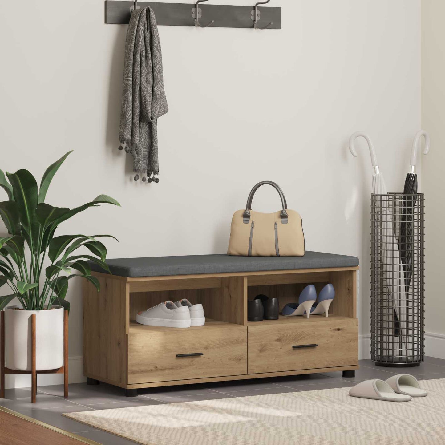 Hall Bench Artisan Oak 100 x 38 x 46 cm