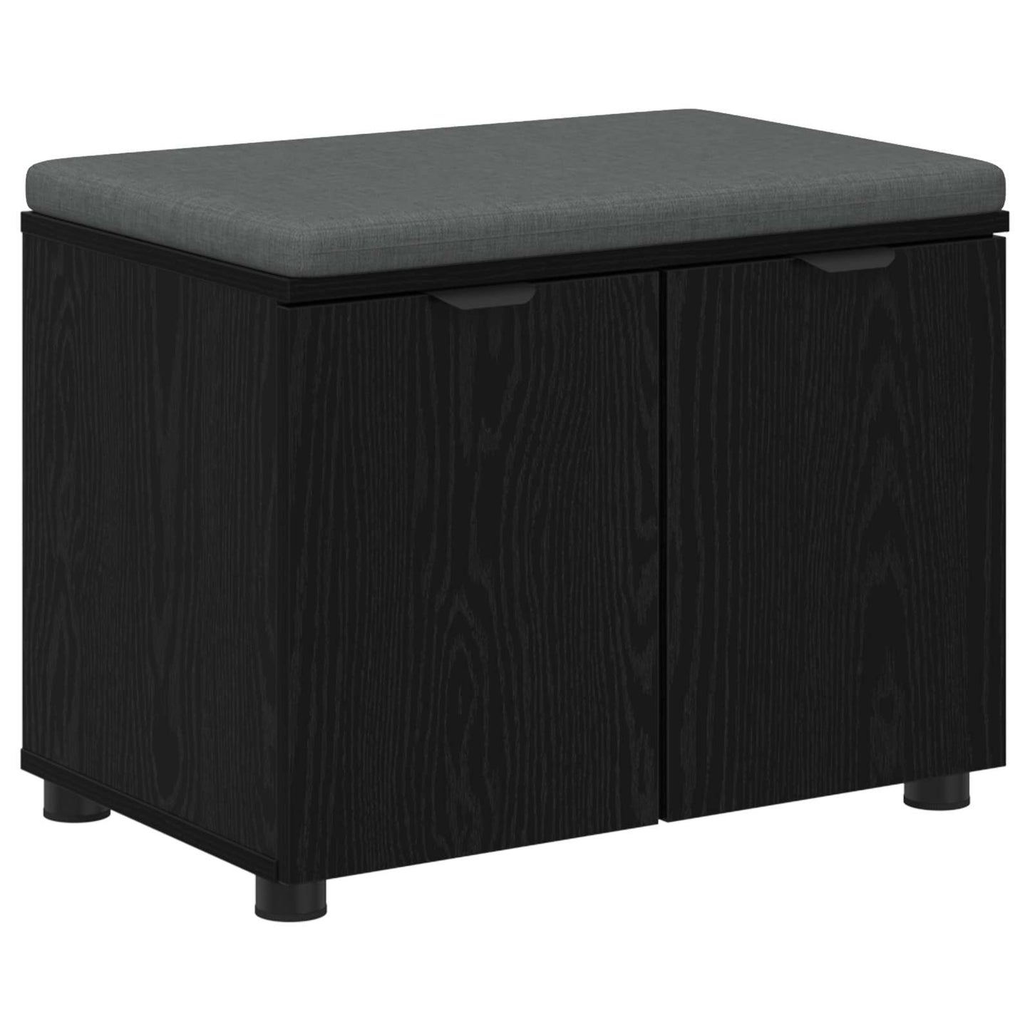 Hall Bench Black Oak 60 x 38 x 46 cm Engineered Wood and Fabric