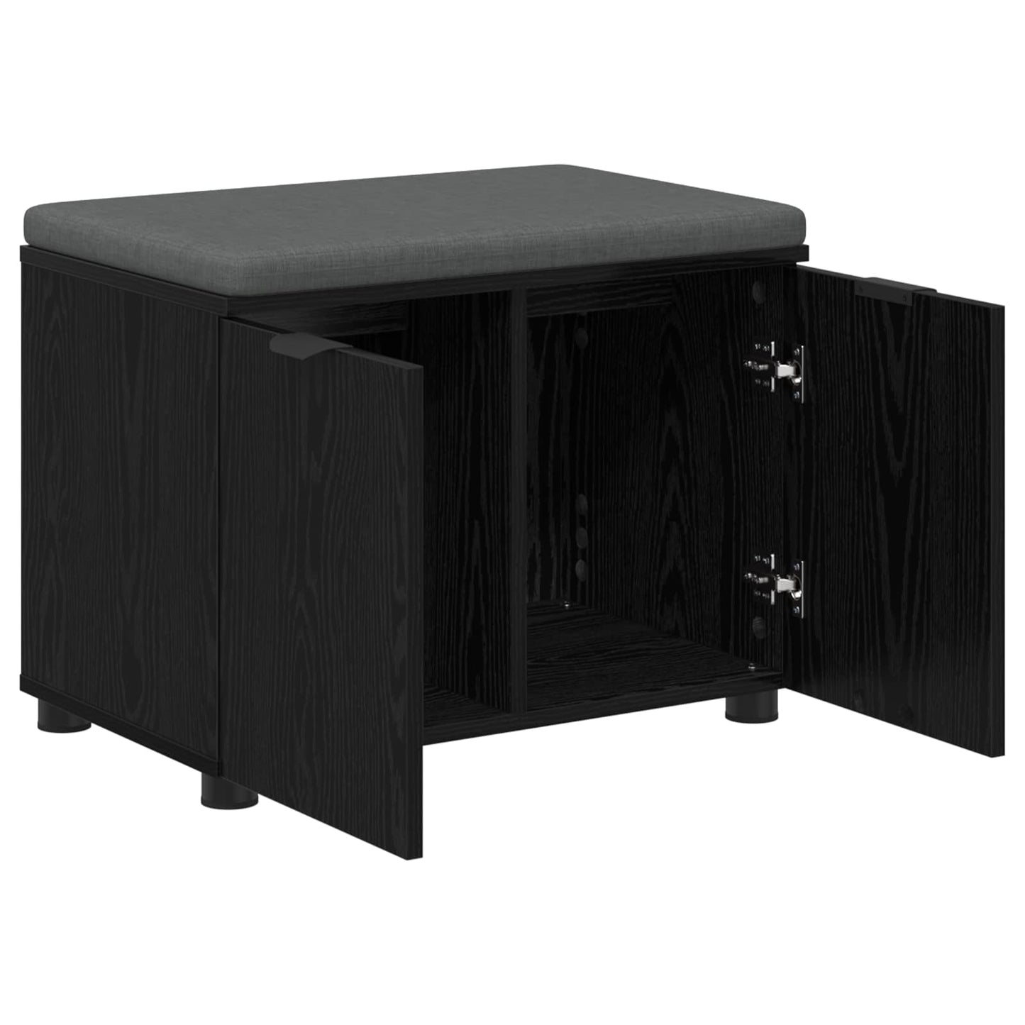 Hall Bench Black Oak 60 x 38 x 46 cm Engineered Wood and Fabric