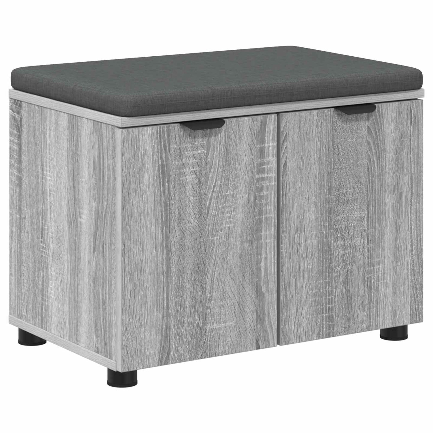 Hall Bench with Cushion with Shelf Grey Sonoma 60 x 38 x 46 cm