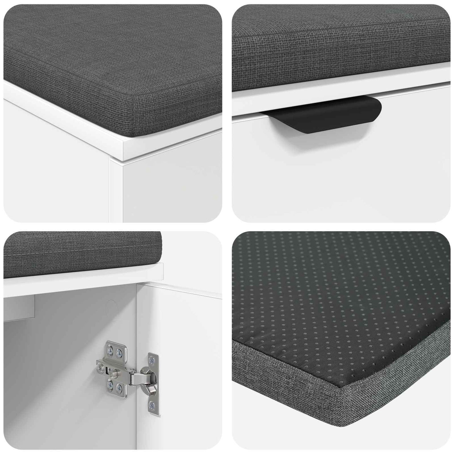 Hall Bench White 80 x 38 x 46 cm Engineered Wood and Fabric