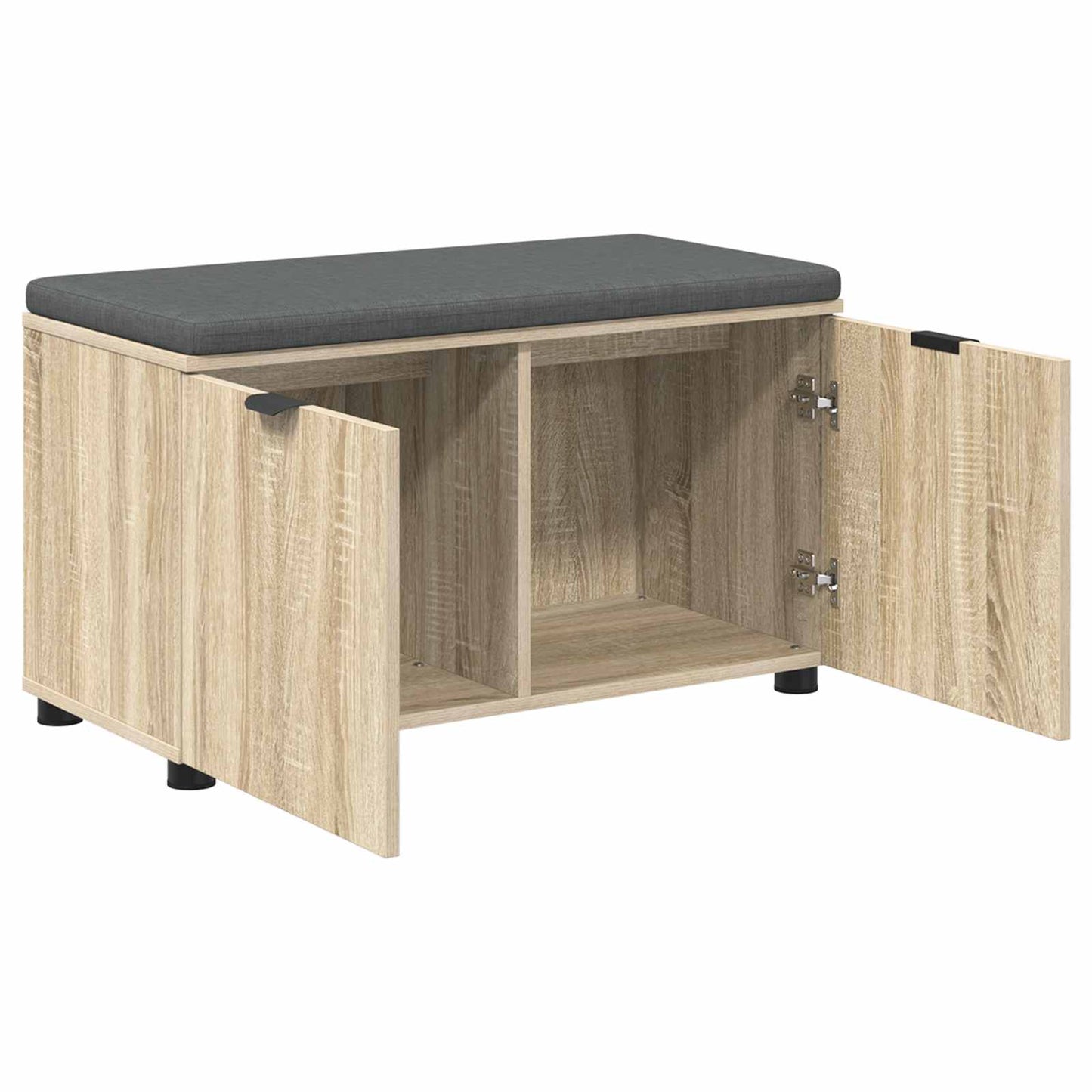 Hall Bench with Cushion with Shelf Sonoma Oak 80 x 38 x 46 cm