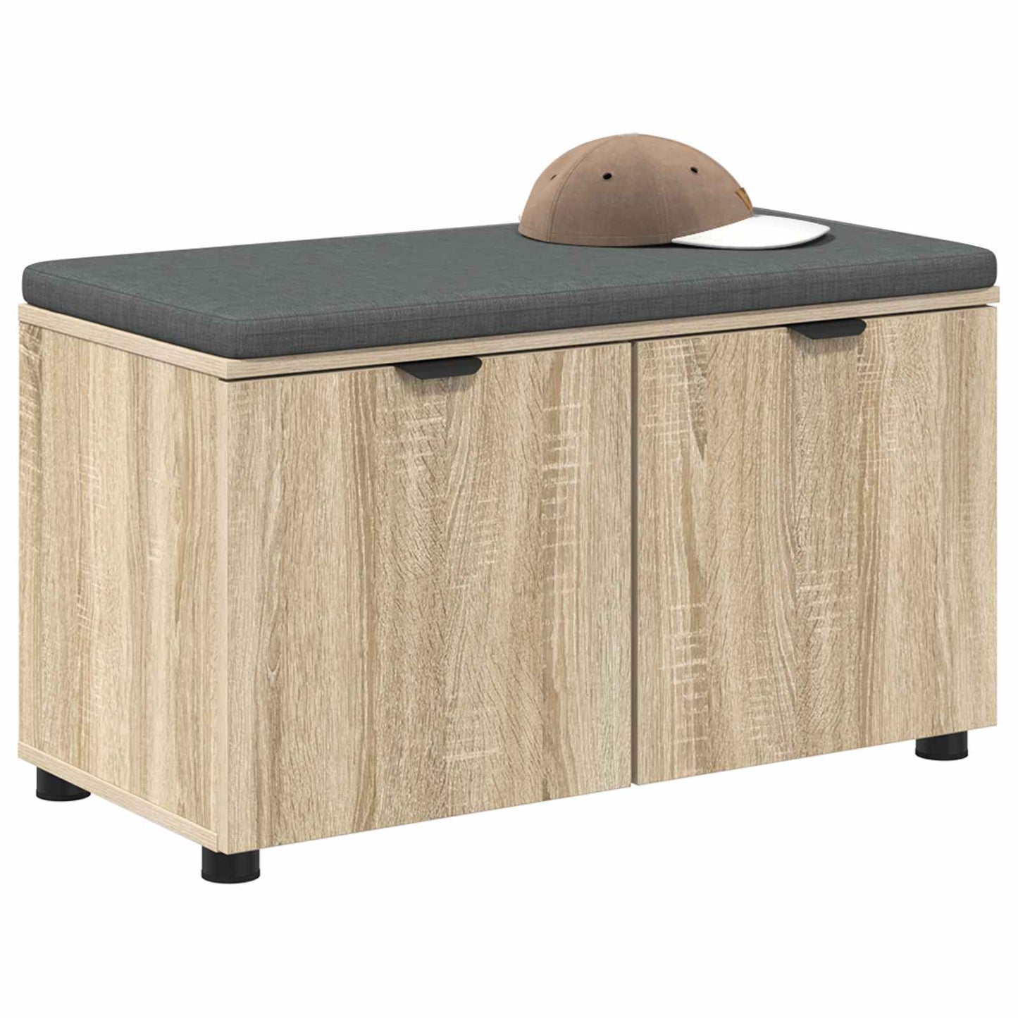 Hall Bench with Cushion with Shelf Sonoma Oak 80 x 38 x 46 cm