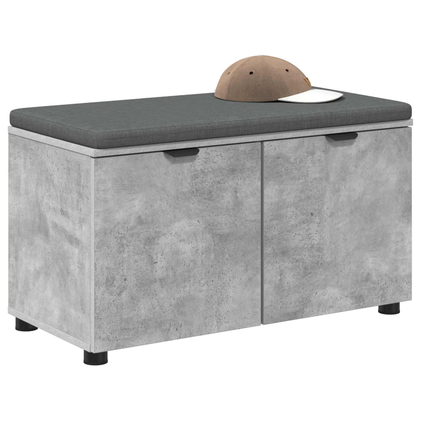 Hall Bench with Cushion with Door Concrete Grey 80 x 38 x 46 cm