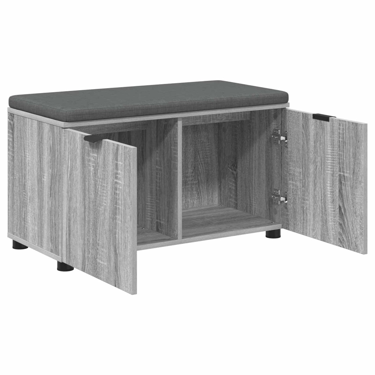 Hall Bench with Cushion with Shelf Grey Sonoma 80 x 38 x 46 cm