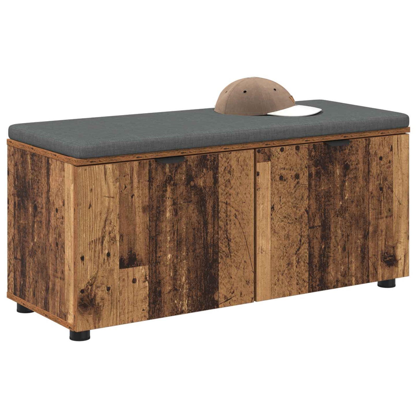 Hall Bench Old Wood 100 x 38 x 46 cm Engineered Wood and Fabric