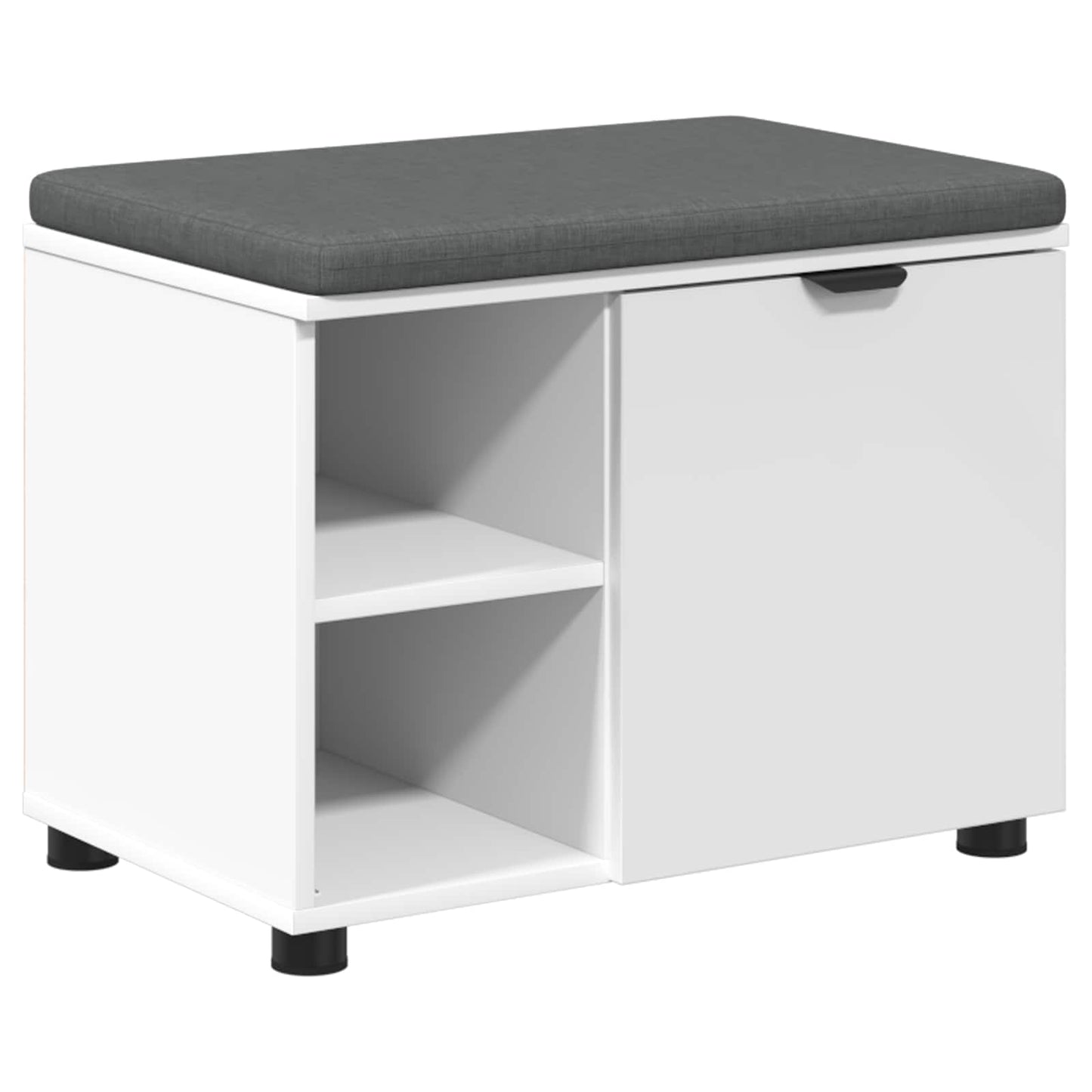 Hall Bench White 60 x 38 x 46 cm Engineered Wood and Fabric