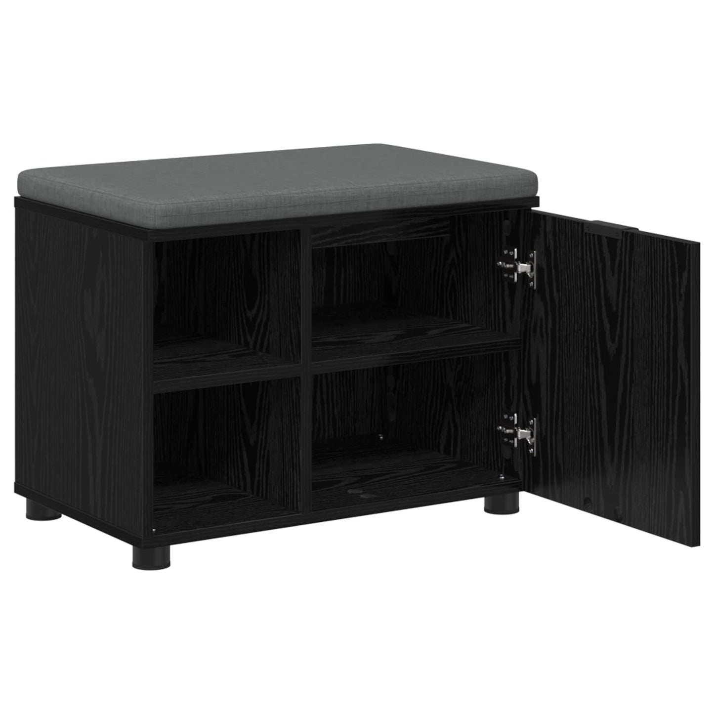 Hall Bench Black Oak 60 x 38 x 46 cm Engineered Wood and Fabric