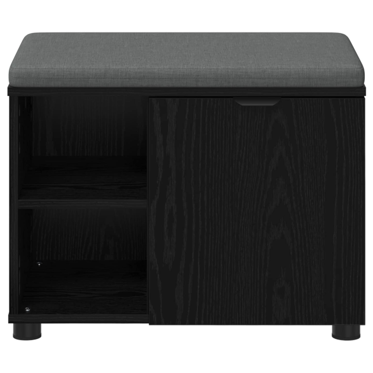 Hall Bench Black Oak 60 x 38 x 46 cm Engineered Wood and Fabric