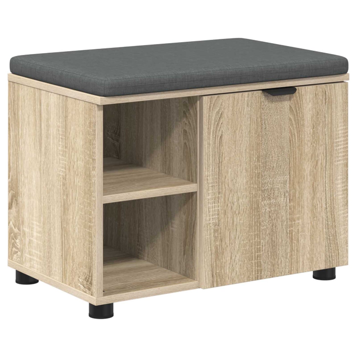 Hall Bench with Cushion with Shelf Sonoma Oak 60 x 38 x 46 cm