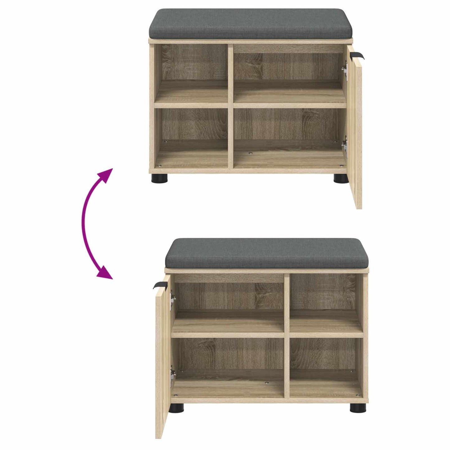 Hall Bench with Cushion with Shelf Sonoma Oak 60 x 38 x 46 cm