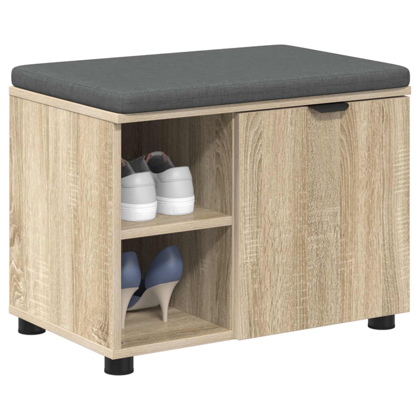Hall Bench with Cushion with Shelf Sonoma Oak 60 x 38 x 46 cm