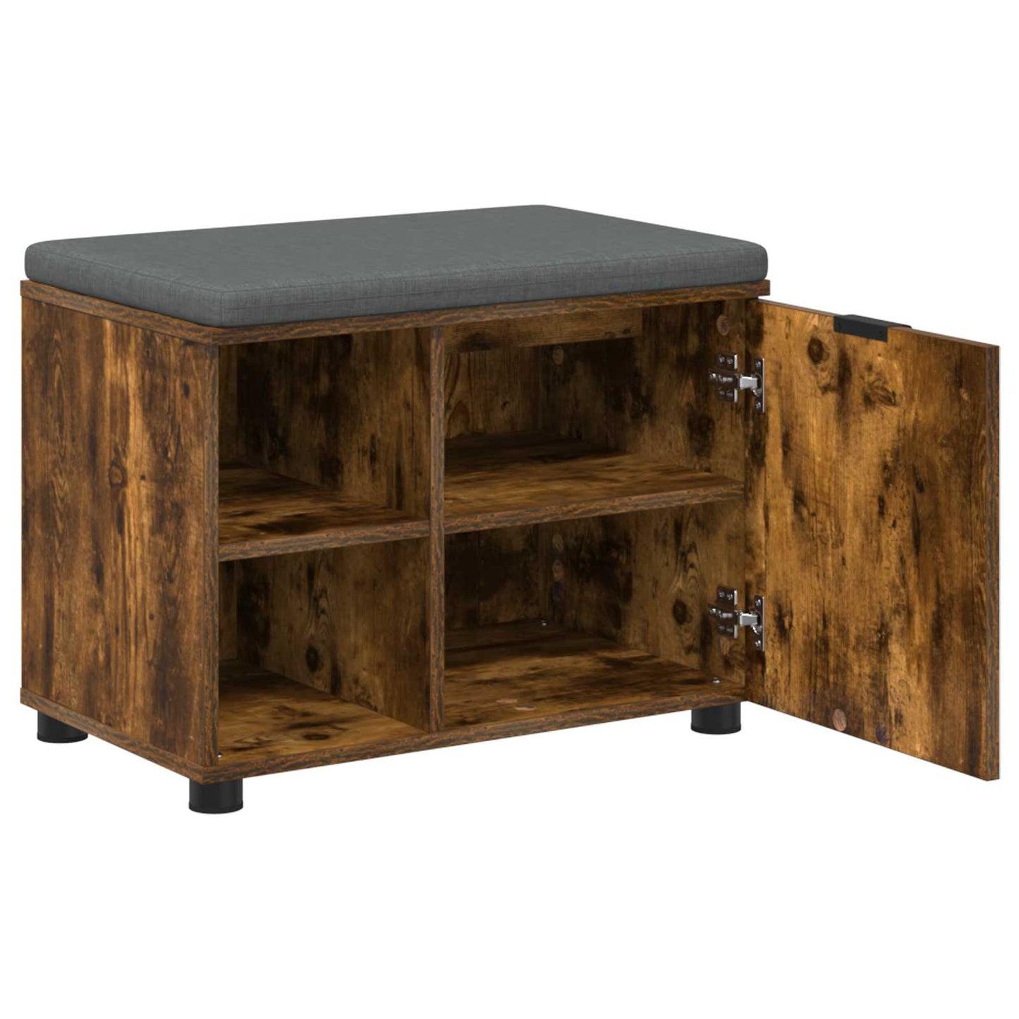 Hall Bench with Cushion with Shelf Smoked Oak 60 x 38 x 46 cm