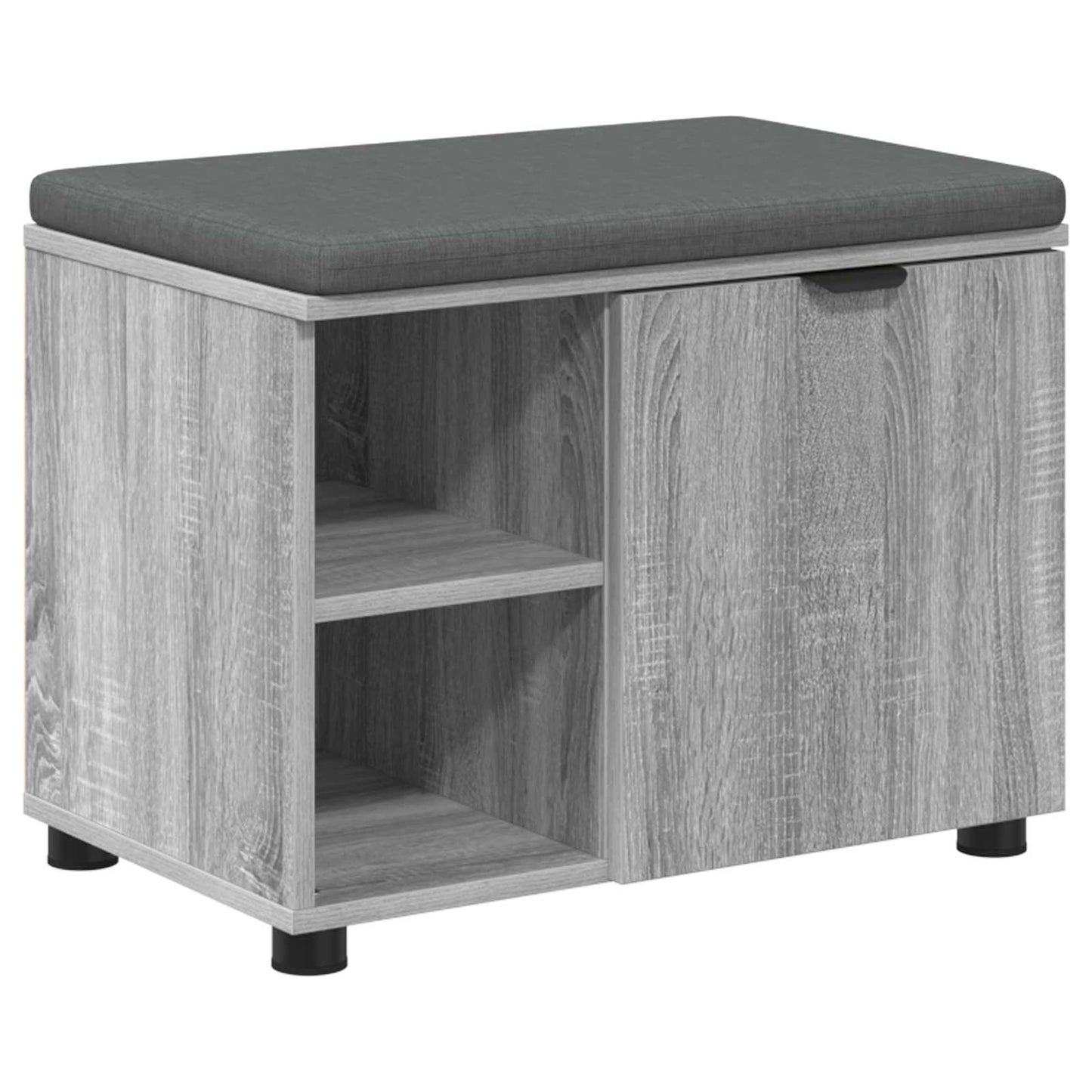 Hall Bench with Cushion with Shelf Grey Sonoma 60 x 38 x 46 cm