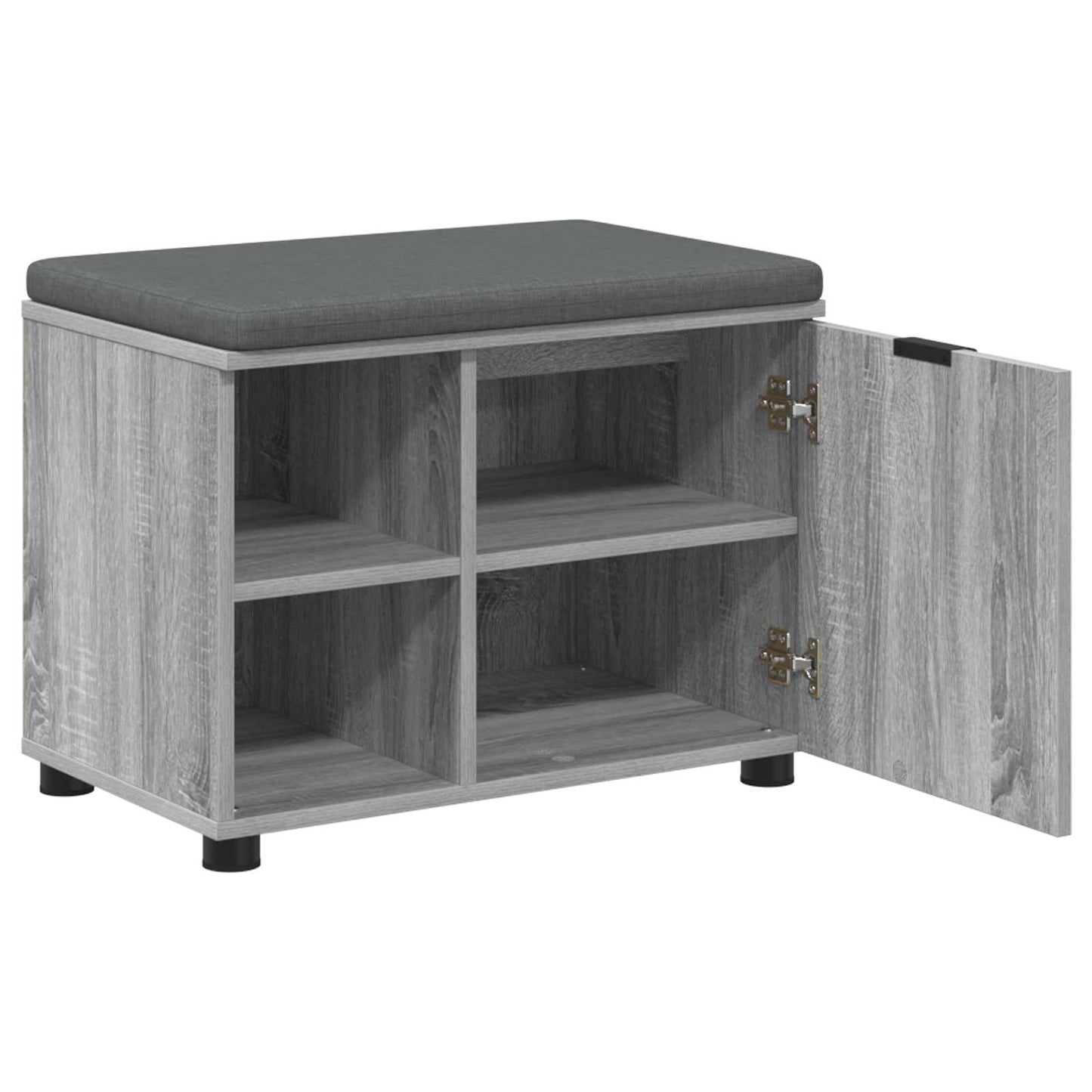 Hall Bench with Cushion with Shelf Grey Sonoma 60 x 38 x 46 cm