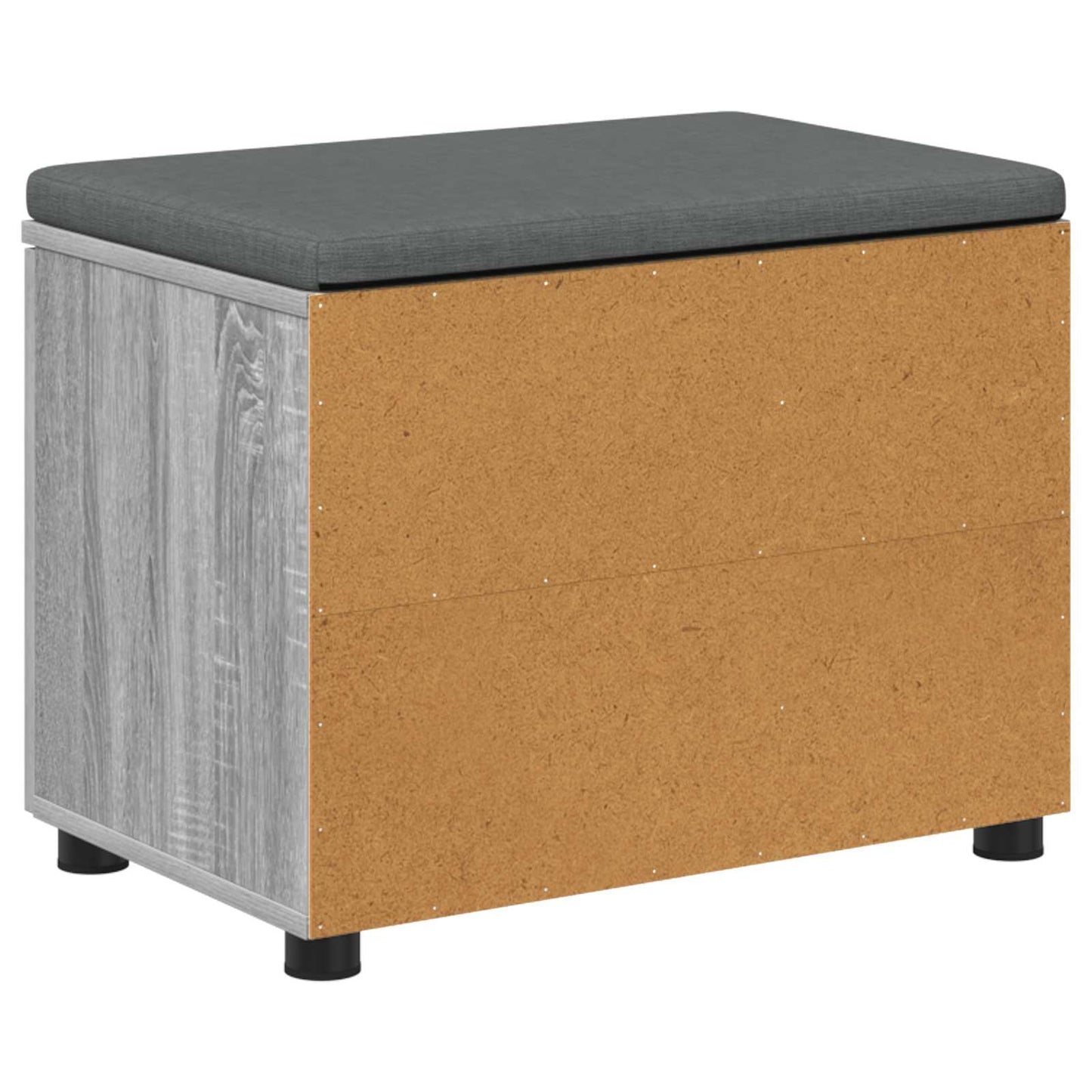 Hall Bench with Cushion with Shelf Grey Sonoma 60 x 38 x 46 cm